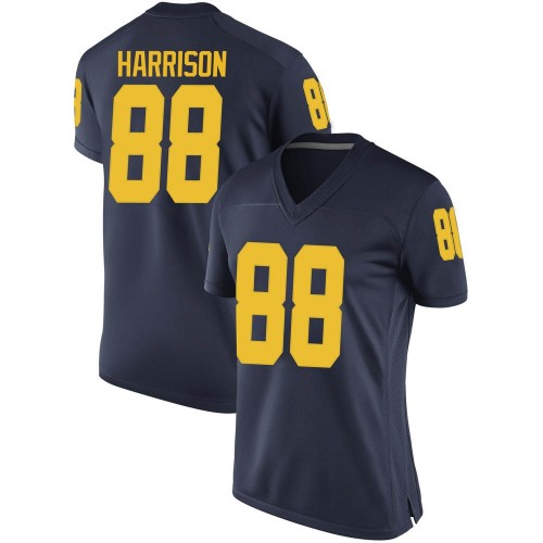 Mathew Harrison Michigan Wolverines Women's NCAA #88 Navy Game Brand Jordan College Stitched Football Jersey RPV1354MZ